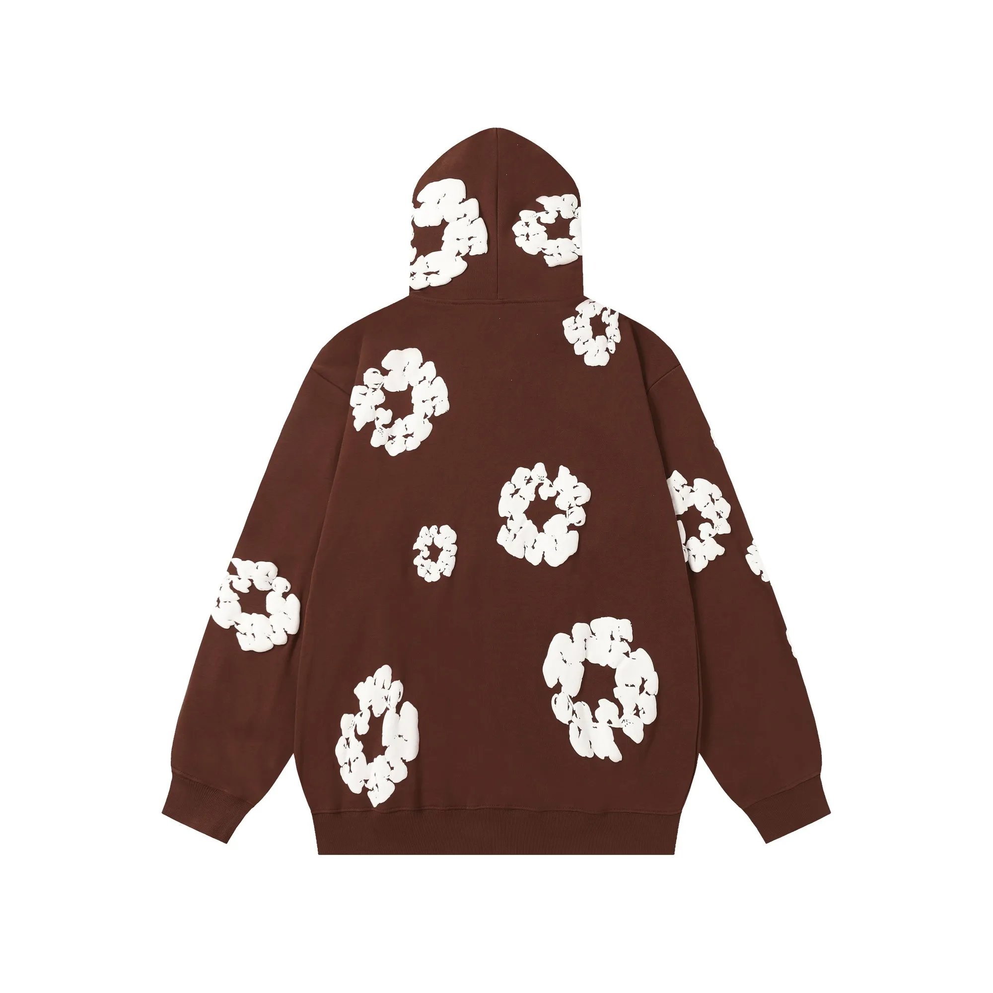 16 colors DENIM TEARS Kapok European and American trendy brand high-quality foam printed hooded sweatshirt jacket. Terry fabric weighs 380 grams. Threads are customized and dyed in the same color. Color Black Gray Blue Green Royal Blue Purple Red Orange Colorful Blue Pink White Sky Blue Brown Carbon Gray Black Gray White White Size S-XL